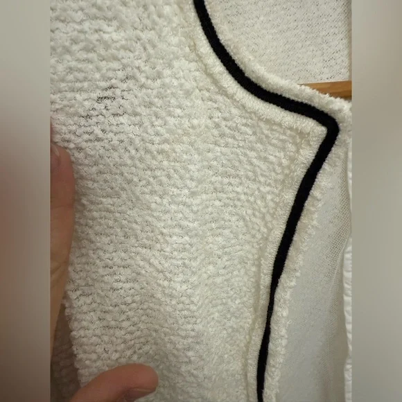 Women’s The Kooples White Cardigan With Black Trim Size EU 32/US 0 Quiet Luxury - Picture 4 of 9